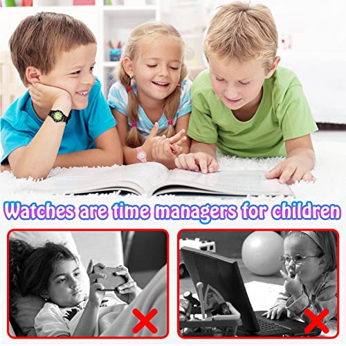 SOCICO Children Analog Watch Waterproof Time Teaching Boys Girls Watch Soft Band Learning Time Wrist Watch for Kids (Black-pre-Sale)