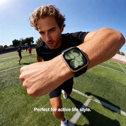 OMECKY Sport Band Compatible with Apple Watch Bands Series 11 10 46mm, 9 8 7 45mm, 4 5 6 & SE 2 3 44mm, Ultra 49mm for Women Men, Stretchy Straps for iWatch, Breathable, Nylon Soft Loop Ideal for Outdoor