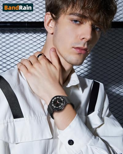 One Click No Gap Braided Bands Compatible with Samsung Galaxy Watch 7 6 4 5 FE Band 40mm 44mm/Galaxy Watch 6 4 Classic 47mm 43mm 42mm 46mm/Watch 5 Pro 45mm, 20mm Elastic Nylon Sport Strap Men Women