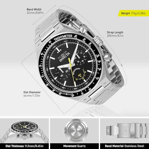 Invicta Speedway Gearshift Men's Watch - 44mm, Steel & Black (49376)