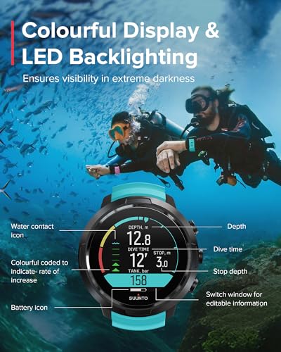 SUUNTO D5 Dive Computer with Color Screen and Exchangeable Straps, Aqua Blue