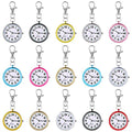 Outus 15 Pieces Quartz Nurse Pocket Watch Round Doctor Brooch with Key Buckle Hanging Nurse Watch Clip on Doctors(Multicolour)