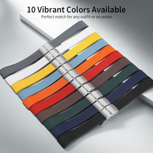ULLCHRO Silicone Watch Band Quick Release Strap FKM Waterproof Watch Bands for Men 20mm 22mm Replacement Strap Sport Rubber Watchband (20mm, Black