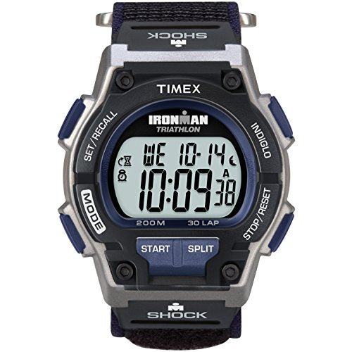 Timex Men's Ironman Triathlon Endure 30 Shock 42mm Watch – Black & Silver-Tone Case with Black Fast Wrap Strap