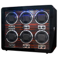 Oryx 6 Watch Winders for Automatic Watches Wooden Rotating Watch Box 15 Rotation Modes Setting Display Case with LED Light, AC or USB Powered Super Quiet Mabuchi Motor