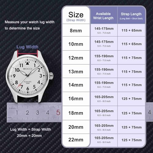 WOCCI 18mm Lug Width, Elegant Watch Band, Genuine Leather Replacement Strap with Gold Buckle (Black)