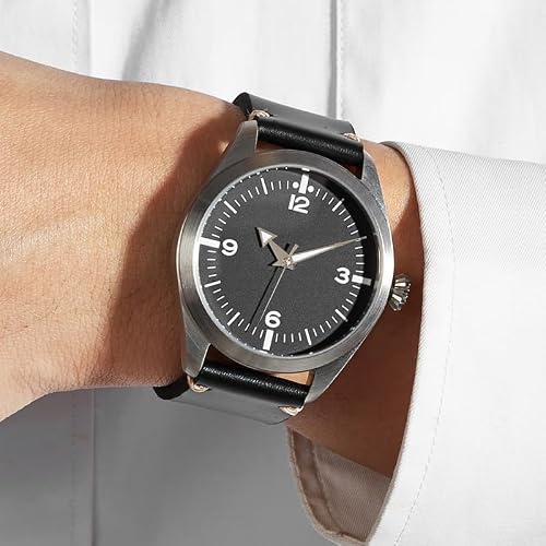 Boyarca Pilot Watch Men's Aviator Wrist Watch Japan Automatic Movement Retro Mechanical Watches Stainless Steel Case with Luminous Waterproof (Black 8010)