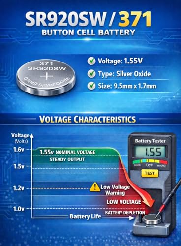 YKM 10 Pack SR920SW 371 Watch Batteries 1.55V Silver Oxide Button Cells