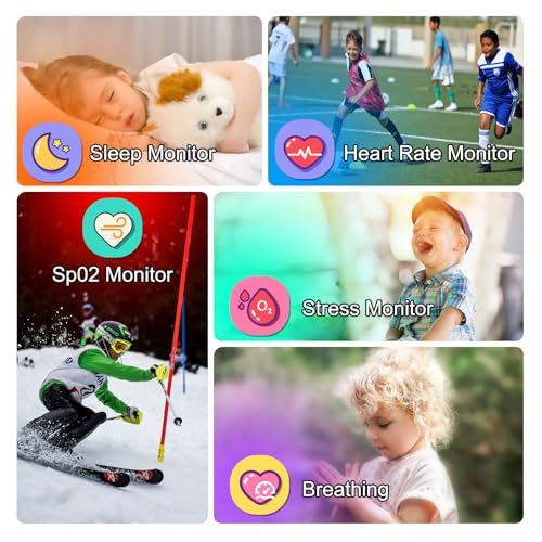 Smart Watch for Kids, 1.85" Fitness Tracker with Heart Rate, Sleep Monitor, IP68 Waterproof Smartwatches with Video Music, Pedometer, Game, NO APP/Phone, Gift for Boys Girls. (Classic, Pink)