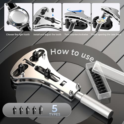 JOREST Watch Repair Tool Kit, Battery Replacement, Strap Adjustment, Bracelet Pin Removal, Band Link Remover, Resizing Tool, Wrench Opening Cover, Case Back Opener, Screwdriver, Spring Bar