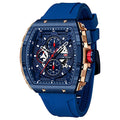MF MINI FOCUS Men's Watch Fashion Tonneau Wrist Watches (Chronograph/Waterproof/Luminous/Calendar) Silicon Strap Quartz Watches for Men (Black & Golden)