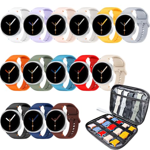 14 Pack Silicone Bands Compatible with Samsung Galaxy Watch 8 40mm 44mm 8 Classic 46mm Watch Bands, Silicone Watch Bands&Storage Organizer for Samsung Galaxy Watch 8/8 Classic for Women Men