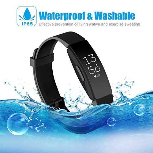 Tobfit Soft TPU Bands Compatible with Fitbit Inspire HR/Fitbit Inspire/Fitbit Ace 2 Bands, Sports Accessories Waterproof Wristbands Women Men, Small, Black