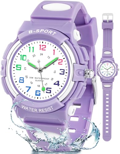 Juboos Kids Analog Watch, Childrens Waterproof Quartz Watch for 5-14 Years Old Boys Girls Time Teaching Sports Outdoor Wirstwatch