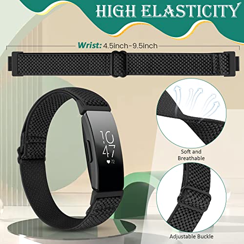 Huamanlou Adjustable Elastic Nylon Sport Bands Compatible with Fitbit Inspire 3/Inspire 2/Inspire/Inspire HR/Ace 2/Ace 3, Soft Loop Stretchy Straps Replacement Wristbands for Fitbit Inspire Women Men