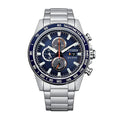 Citizen Men's Eco-Drive Weekender Brycen Chronograph Watch in Stainless Steel, Blue Dial (Model: CA0781-50L)