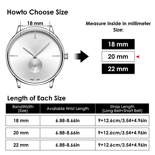 TIESOME Quick Release Leather Watch Bands, Replacement Leather Watch Strap for Men Women - 18mm 20mm 22mm (20mm, Black)