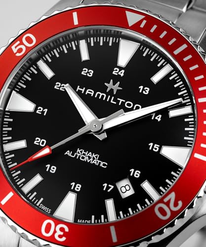 Hamilton Khaki Navy Scuba Automatic Men's Watch, 40mm Stainless Steel Case, Swiss Made, Black Dial Analog Wrist Watch, 100m Waterproof, Sapphire Crystal, 3-Hand Movement, Stainless Steel Strap