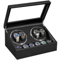 ANWBROAD Watch Winders for Automatic Watches, Automatic Watch Winder with 4 Watches Rotator and 6 Extra Storages, 4 Watch Winder with Japanese Quiet Motor, Carbon Fiber Watch Winders,UJWW012C