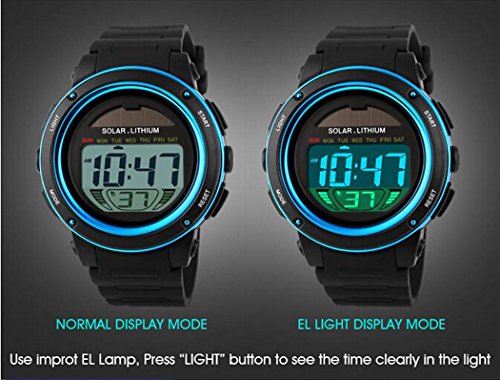 MASTOP Solar Watch Neutral LED Digital Watch Military Waterproof Sports Watch Black