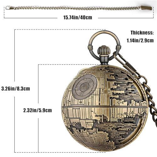 FUNGORGT Bronze Pocket Watch Chain with Vintage Pocket Watches for Men *Sky City* Musical Pocket Watch Fathers Day/Birthday/Christmas Gifts
