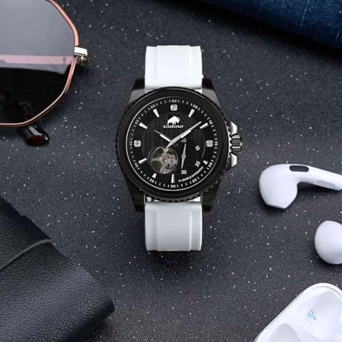 BISONSTRAP 20mm Silicone Watch Bands, Flexible Rubber Watch Straps for Men and Women, White with Silver Buckle
