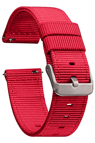 GadgetWraps 16mm Nylon Watch Band with Quick Release Pins – Compatible with Fossil, Skagen, Misfit – 16mm Nylon Watch Band (Dark Red, 16mm)