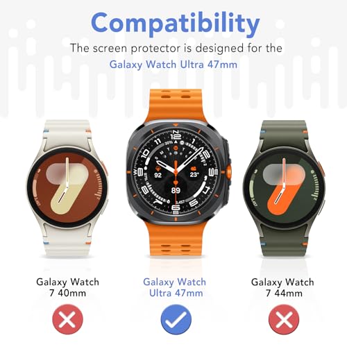 SPGUARD 2 Pack Samsung Galaxy Watch Ultra 47mm(2025/2024) Screen Protector,Auto-alignment Installation Kit Accessories Tempered Glass Screen Protector for ONLY Samsung Galaxy Watch Ultra 47mm(2025/2024)