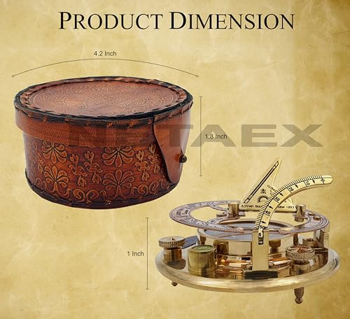 NETAEX Antique Brass & Copper Sundial Compass, Gift Sun Clock Ship Replica Watch Brass Compass Gift for Men - Nautical Gifts for Men, Best Anniversary Vintage Gifts