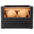 DRIKLUX Double Watch Winder for Rolex and Other Luxury Watches - Automatic Winder with Quiet Motor, Premium Black Ostrich Leather Exterior and Soft Flexible Watch Pillows of Camel Velvet