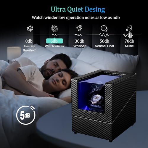 Anyasun Watch Winder for Automatic Watches,3 Watch Winder Box with LED Display, Ultra Quiet Japanese Motor,4 Rotation Modes,Watch Shark for Men & Women,USB-C Power