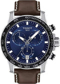 Tissot Men's Supersport Chro Qua 316L Stainless Steel case Swiss Quartz Leather Strap, Brown, 22 Casual Watch (Model: T1256171604100)