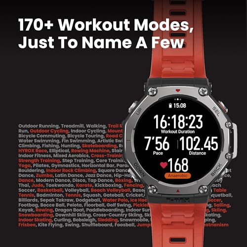 Amazfit T-Rex 3 Rugged/Military Smart Watch 48mm, GPS (with Privacy), Offline Maps, Long Battery Life,328 Feet Water-Resistant, 170 Fitness/Sport Modes, AI, Voice Control, for Android or iPhone, Black