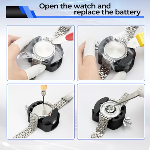 Watch Repair Kit, Ohuhu 192 PCS UPGRADED Heavy Duty Watch Link Removal Battery Replacement Band Tool Kit, Watch Back Remover Tool Professional Watch Repair Opener Tools with PU Leather Bag User Manual
