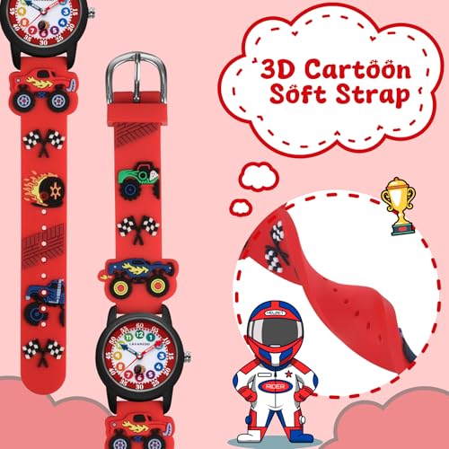 VTAIGE Kids Watch, Cute 3D Cartoon Toddler Watches, Waterproof Analog Learning-to-Tell-Time Watch with Soft Silicone Band – Fun Educational Gift for Boys & Girls Ages 3-8