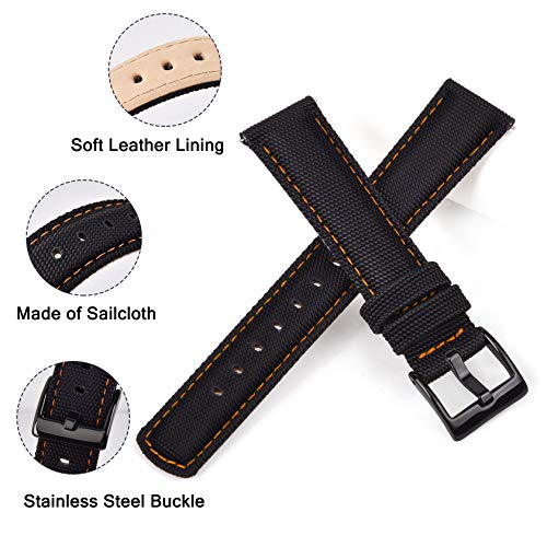 Ritche Christmas Gift 18mm Sailcloth Wristbands Watch Strap, Quick Release Sailcloth Watch Band Padding Design Watch Bands for Men Women, White Elephant Gifts, Stocking Stuffers for Men