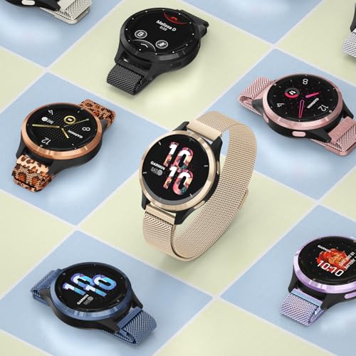 18mm Metal Bands for Garmin Venu 3S / Venu 4 41mm / Venu 2S / Vivoactive 4S / Vivomove 3S / Forerunner 265s Watch Bands, Quick Release Stainless Steel Metal Replacement Wristband Strap for Garmin Forerunner 255s/265s Bands Women Men (Champagne Gold)