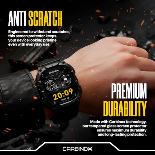 CARBINOX Tempered Glass Screen Protector Compatible for Vortex Smart Watch - High Transparency, Anti Scratch, High Sensitivity, Bubble Free (2 Pack) Vortex
