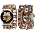 JR.DM Boho Beaded Handmade Braided Bracelet Band Women 20mm Compatible with Samsung Galaxy Watch 7/6/5/4/Active 2/4 Classic/6 Classic/5 Pro/FE 40mm 42mm 43mm 44mm 45mm 46mm 47mm