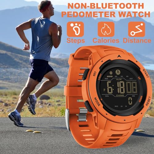 findtime Men's Digital Watch Waterproof Pedometer Watches Sport Watch Step Counter Calorie Military Watch with Stopwatch Alarm LED Backlight Countdown