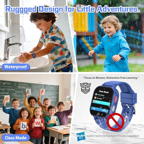 Transformers 4G Kids Smart Watch with GPS Tracker for Boys Girls Two Way Call Video Chat SOS IP68 Waterproof Pedometer Gift for Child 4-12 Year Olds