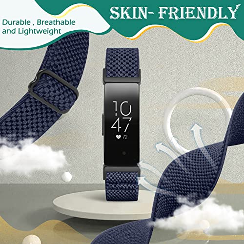 Huamanlou Adjustable Elastic Nylon Sport Bands Compatible with Fitbit Inspire 3/Inspire 2/Inspire/Inspire HR/Ace 2/Ace 3, Soft Loop Stretchy Straps Replacement Wristbands for Fitbit Inspire Women Men