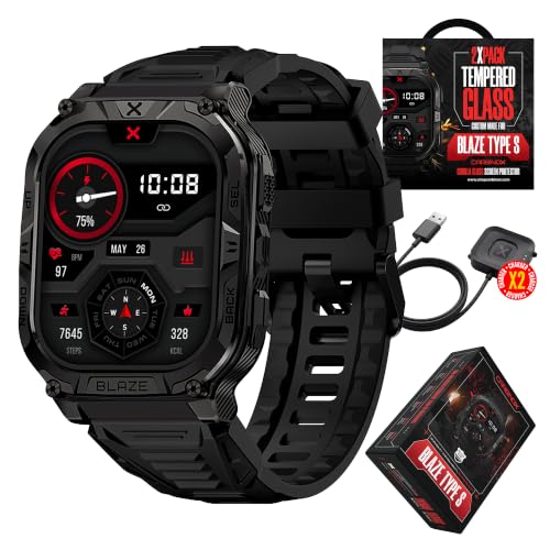 CARBINOX Blaze Smart Watch with GPS – Rugged Fitness Trackers, IP69K Waterproof, 170+ Sports Modes, Gorilla Glass, Make/Receive Calls, Android & iOS Compatible