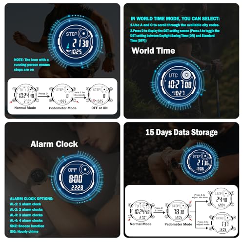 AVTREK Tactical Watch with Compass,50M Waterproof Pedometer, Digital Altimeter Watch for Outdoor Hiking/Climbing(Cafe)