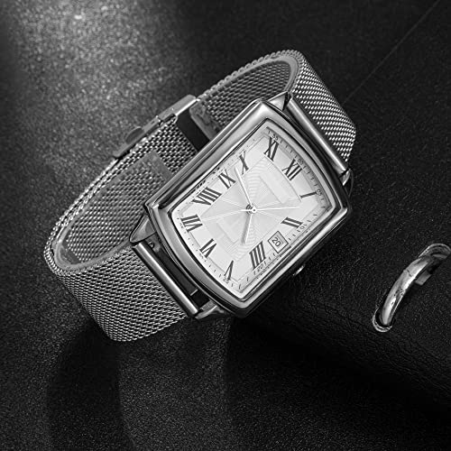 EACHE Stainless Steel Mesh Watch Band 20mm for Men Women Quick Release Adjustable Mesh Watch Straps Silver