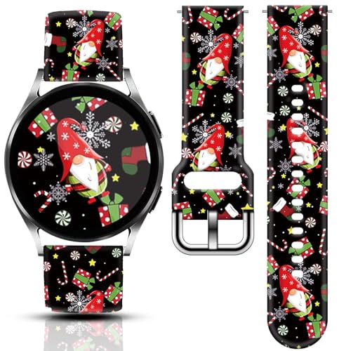 AYCQ 20mm Christmas Gnome Watch Band Compatible with SamsungGalaxy Watch 7/6/5/4 40mm 44mm/Watch 6 Classic 43mm 47mm/Watch 5 Pro 45mm/Watch 4 Classic/Active 2 Holiday Smartwatch Replacement Band