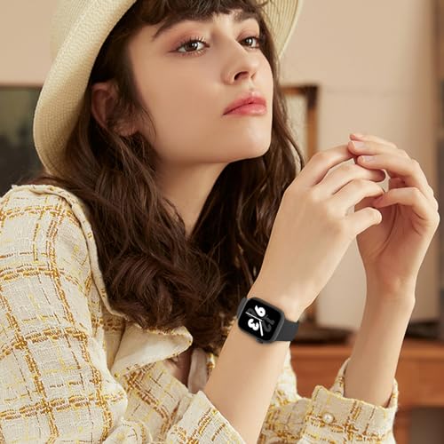 Sport Band Compatible with Apple Watch 38mm 40mm 41mm 42mm 44mm 45mm 46mm 49mm, Replacement Soft Silicone Strap Wristbands for iWatch Series 11/10/9/8/7/6/5/4/3/2/1 Ultra SE Women Men, Black