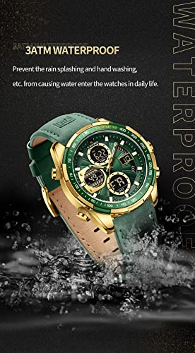 NAVIFORCE Men's Military Digital Watches Analog Quartz Waterproof Watch Sport Multifunctional Leather Wristwatch