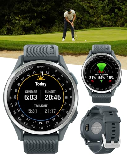 Garmin Approach S44 Golf GPS Smartwatch Silver Aluminum Bezel with Twilight Silicone Band with Wearable4U Power Bank Bundle