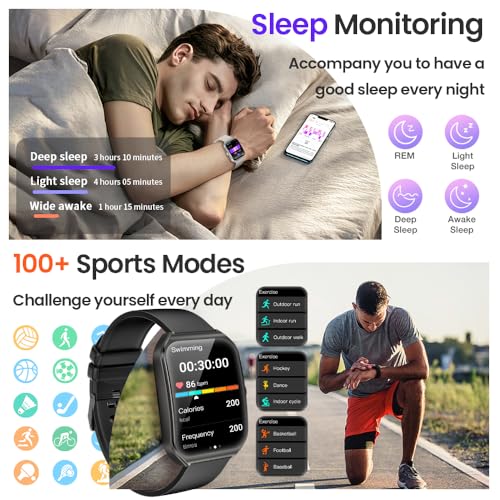 AOLON 1.83" Smart Watch 3D Curved Glass IP68 Waterproof Fitness Tracker